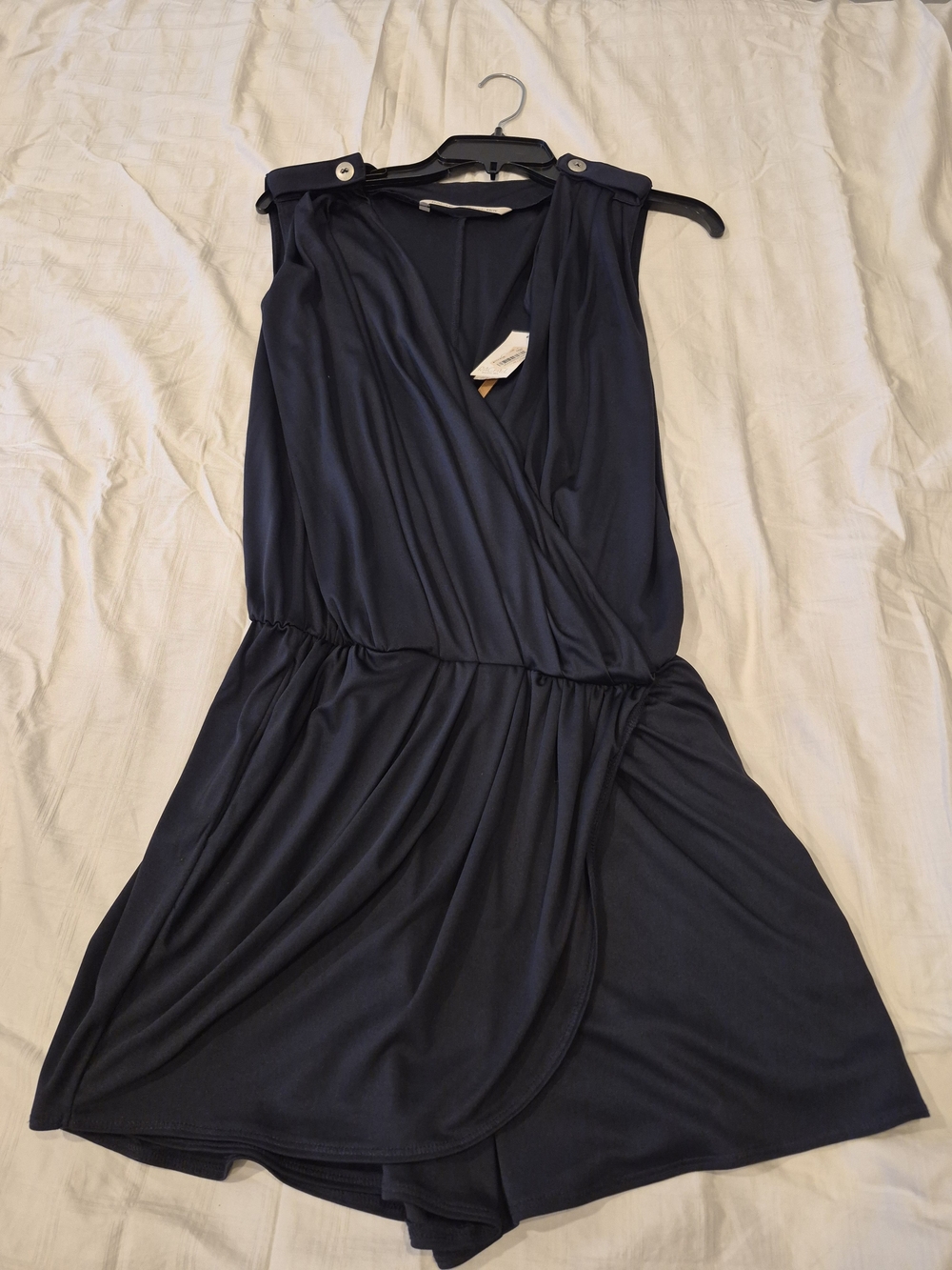 RACHEL Rachel Roy Navy Sleeveless Wrap Romper Shorts